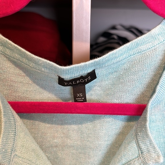 Talbots light aqua short sleeve v neck sweater size XS - Picture 2 of 3